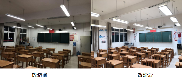 中小学教室护眼灯光实施案例改造前后效果对比